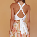 Robyn Flounce Mini Skirt Floral Peach
