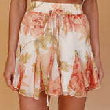Robyn Flounce Mini Skirt Floral Peach