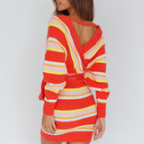 Cameo Batwing Knit Dress Striped Pink
