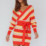 Cameo Batwing Knit Dress Striped Pink