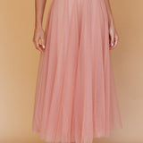 Jasmine Organza Mesh Elasticated Waist Midi Skirt Lipstick