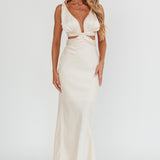 Harper Cut-Out Bow Back Maxi Dress Oyster