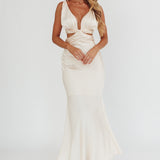 Harper Cut-Out Bow Back Maxi Dress Oyster