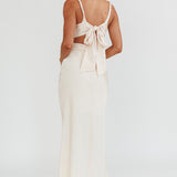 Harper Cut-Out Bow Back Maxi Dress Oyster