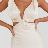 Harper Cut-Out Bow Back Maxi Dress Oyster