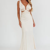 Harper Cut-Out Bow Back Maxi Dress Oyster