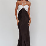 Hassie Knot Bust Halter Midi Dress Black