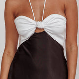 Hassie Knot Bust Halter Midi Dress Black