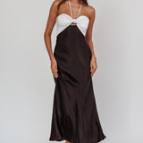 Hassie Knot Bust Halter Midi Dress Black