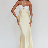 Hassie Knot Bust Halter Midi Dress Yellow