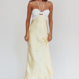 Hassie Knot Bust Halter Midi Dress Yellow