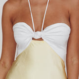 Hassie Knot Bust Halter Midi Dress Yellow