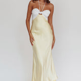 Hassie Knot Bust Halter Midi Dress Yellow