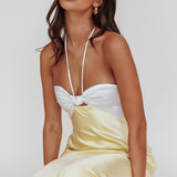 Hassie Knot Bust Halter Midi Dress Yellow