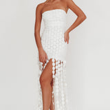 Elio Circle Trim Strapless Mini Dress White
