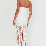 Elio Circle Trim Strapless Mini Dress White