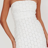 Elio Circle Trim Strapless Mini Dress White
