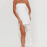 Elio Circle Trim Strapless Mini Dress White
