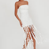 Elio Circle Trim Strapless Mini Dress White