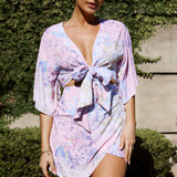 Rivera Tied Bust Cut-Out Dress Floral Pink