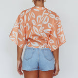 Rivera Deep-V Waist-Tie Top Leaves Mango