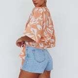 Rivera Deep-V Waist-Tie Top Leaves Mango
