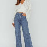Rivera Deep-V Waist-Tie Top Crochet White