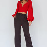 Romance Novel Sweetheart Neckline Open Back Top Red