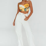Show Me Love Cowl Neck Tied Back Crop Top Tie-Dye Yellow
