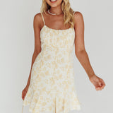 Promise Me Ruched Bust Pintuck Pleat Detail Dress Floral Yellow