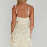 Promise Me Ruched Bust Pintuck Pleat Detail Dress Floral Yellow