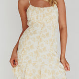 Promise Me Ruched Bust Pintuck Pleat Detail Dress Floral Yellow