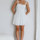 Illia Frill Trim Textured Dress White