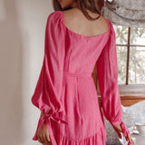 Make Memories Balloon Sleeve Molded Bust Dress Hot Pink