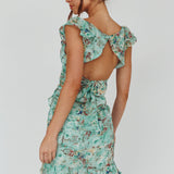Make Memories Frill Strap Mini Dress Floral Mint