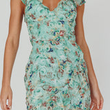 Make Memories Frill Strap Mini Dress Floral Mint