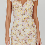 Make Memories Frill Strap Mini Dress Floral Yellow
