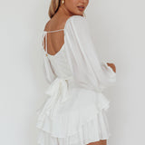 It's Complicated Long Sleeve Flounce Romper White