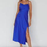 Suki Front Split Midi Dress Royal Blue