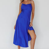 Suki Front Split Midi Dress Royal Blue