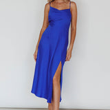 Suki Front Split Midi Dress Royal Blue