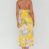 Suki Front Split Midi Dress Lily Mustard