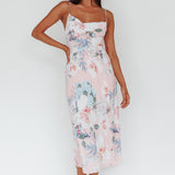Suki Front Split Midi Dress Lily Light Pink