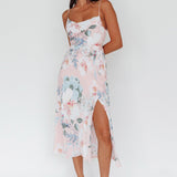 Suki Front Split Midi Dress Lily Light Pink