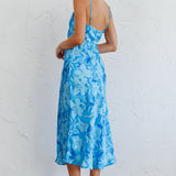 Suki Front Split Midi Dress Lily Blue