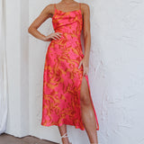 Suki Front Split Midi Dress Lily Pink