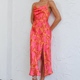 Suki Front Split Midi Dress Lily Pink