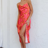 Suki Front Split Midi Dress Lily Pink