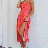 Suki Front Split Midi Dress Lily Pink
