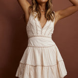 Charis Braided Trim Mini Dress Textured Beige